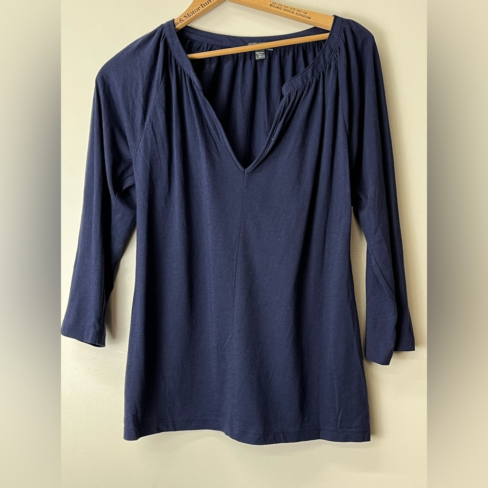 Lilla P Purple 3/4 Sleeve Pima Cotton Viscose Shirt Small